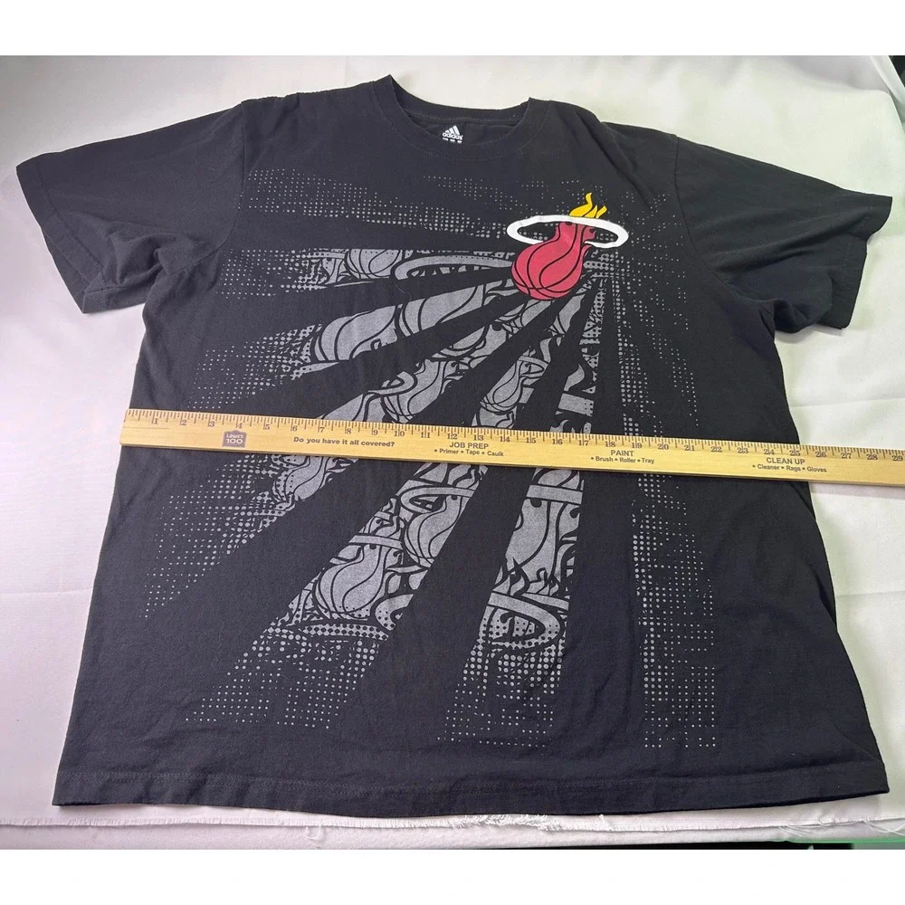 Adidas Miami Heat Basketball Graphic T Shirt Mens 2XL Black Short Sleeve‎